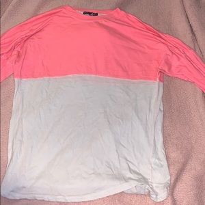 long sleeve half pink/ white